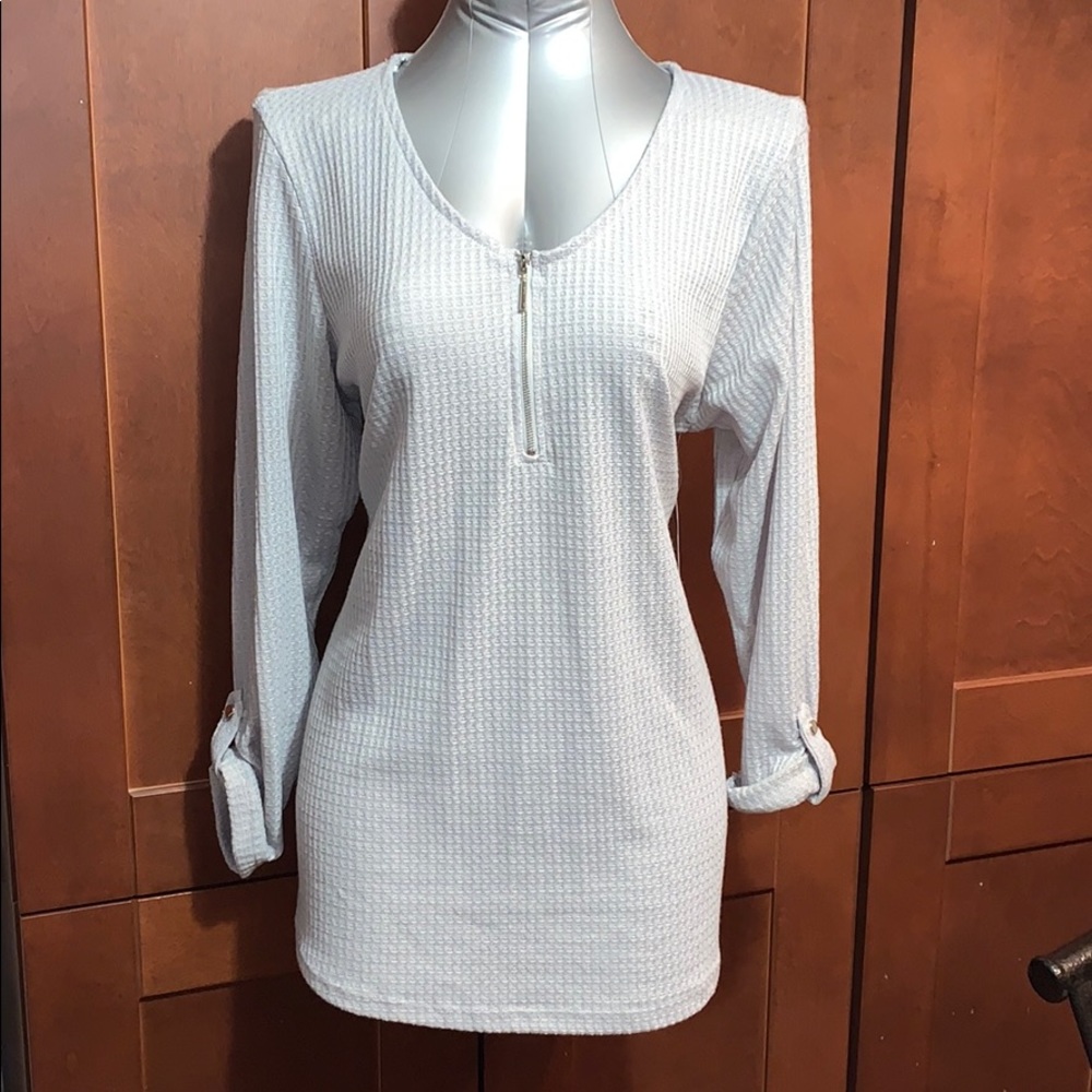 SALE!! NEW Waffle zip grey pullover 1X.